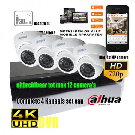 Bewakingscamera set HDCVI met 8 kanaals XVR5108HS DVR 2TB .