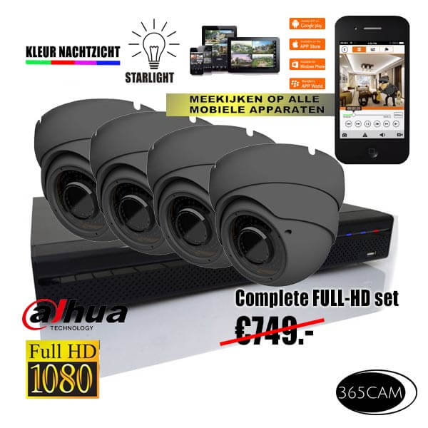antraciet kleur bewakingscamera set